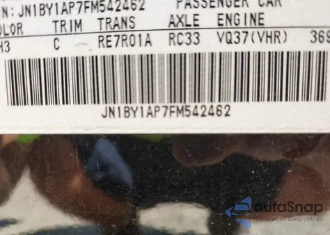 2015 Infiniti Q70 3.7 z USA, uszkodzony, nr VIN JN1BY1AP7FM542462